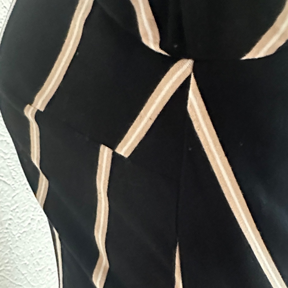 White House Black Market Black White Tan Striped Long Sleeve Dress Size 4 - Picture 5 of 11